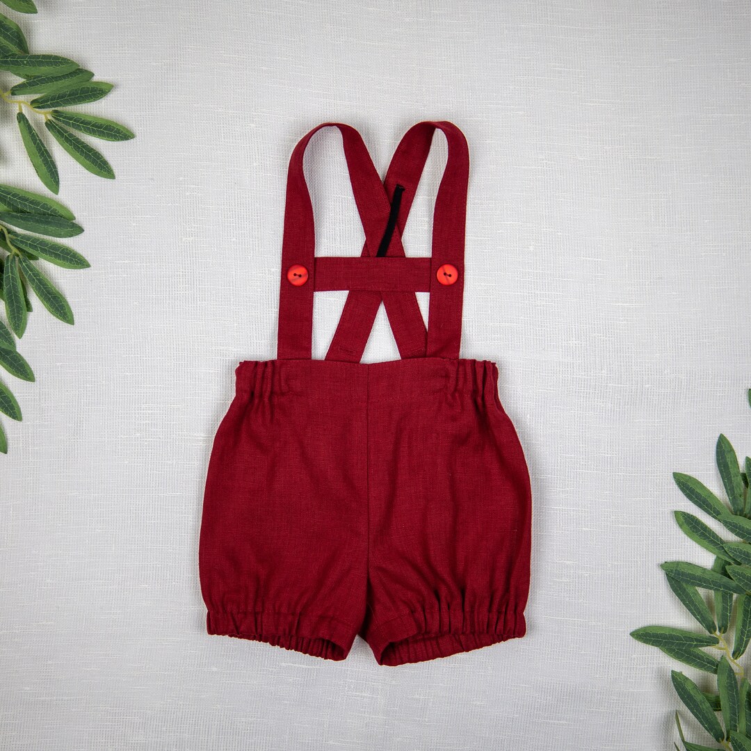 Baby Red Bloomers With Suspenders First Christmas Outfit Baby Etsy