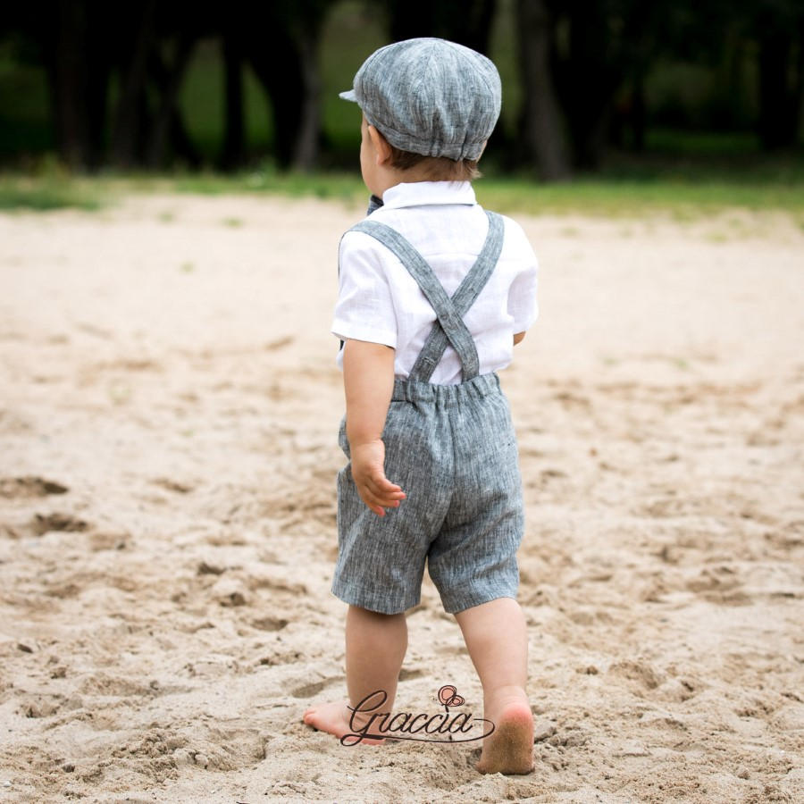Ring bearer newsboy outfit Baby boy linen suit Wedding boy Etsy