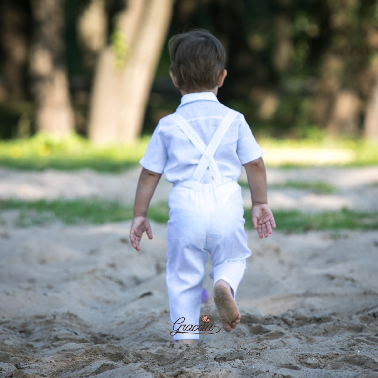 Baby Boy White Linen Outfit Toddler Boy White Pants With Etsy