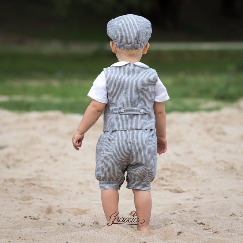 Gray newsboy outfit Page boy suit Romper Vest Newsboy hat Baby Etsy