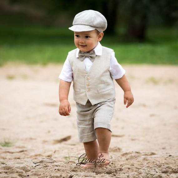 Ensemble 4 Pièces Bébé Garçon Été - Manteau Sans Manches, Gilet, Jupe Tulle, Chapeau - 80