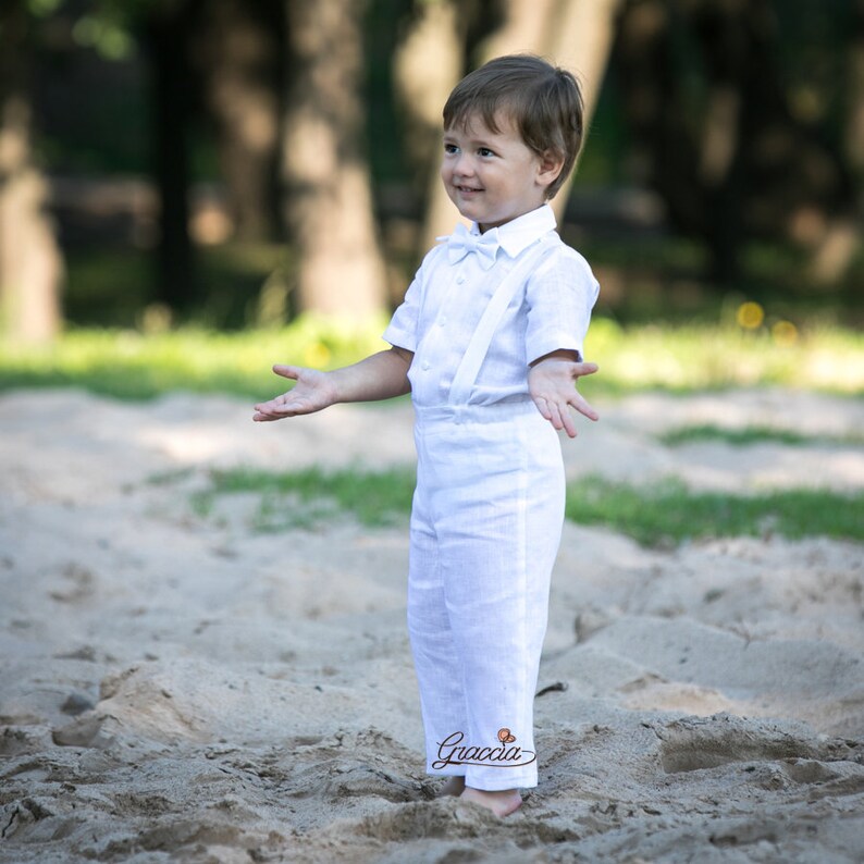 baby boy white linen suit