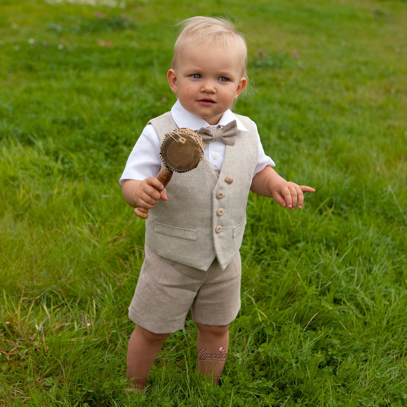 Baby boy rustic suit Toddler beige outfit country boy vest Etsy