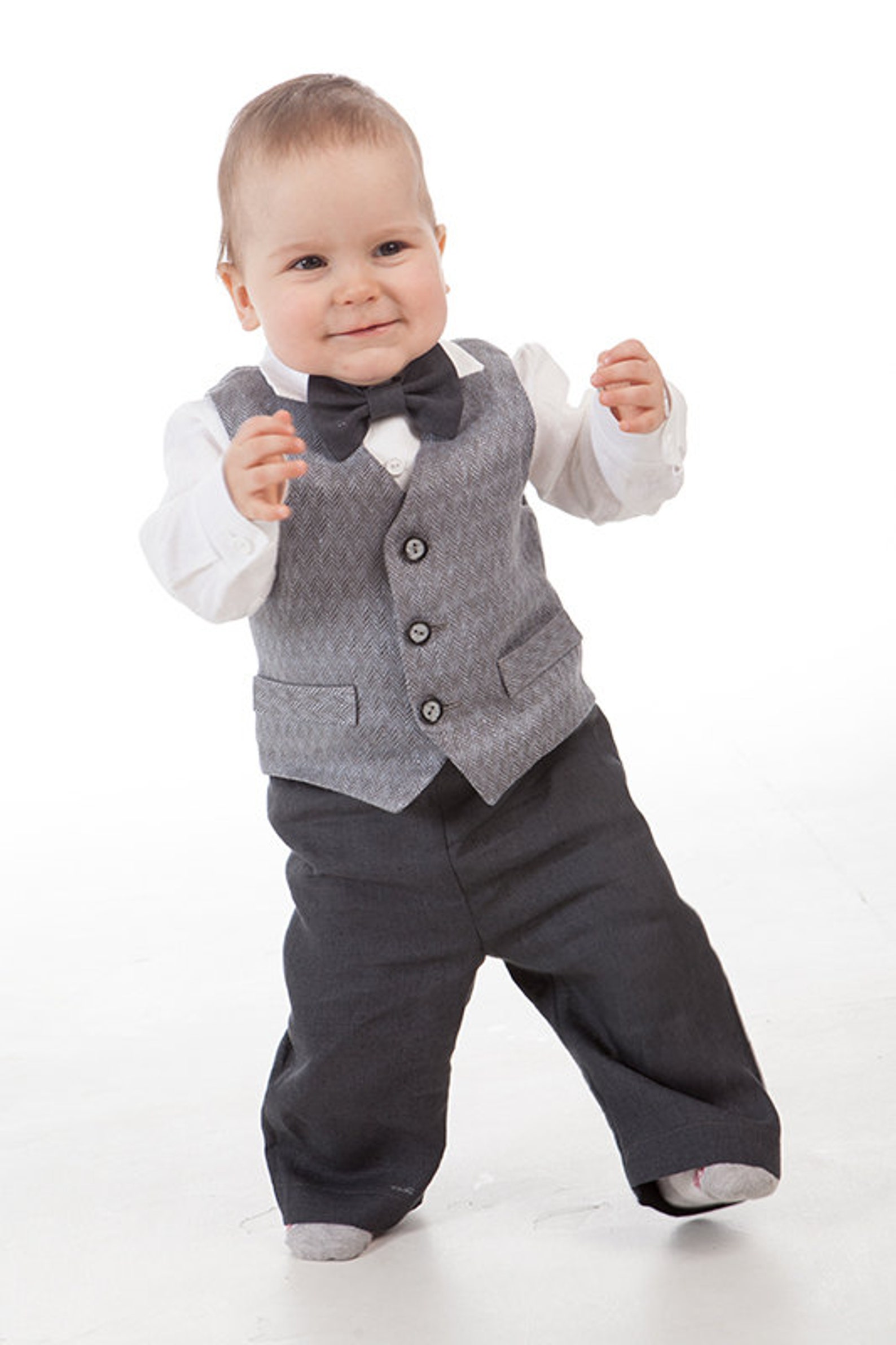 Ring bearer outfits Baby boy linen outfits Baby boy gray suit Etsy