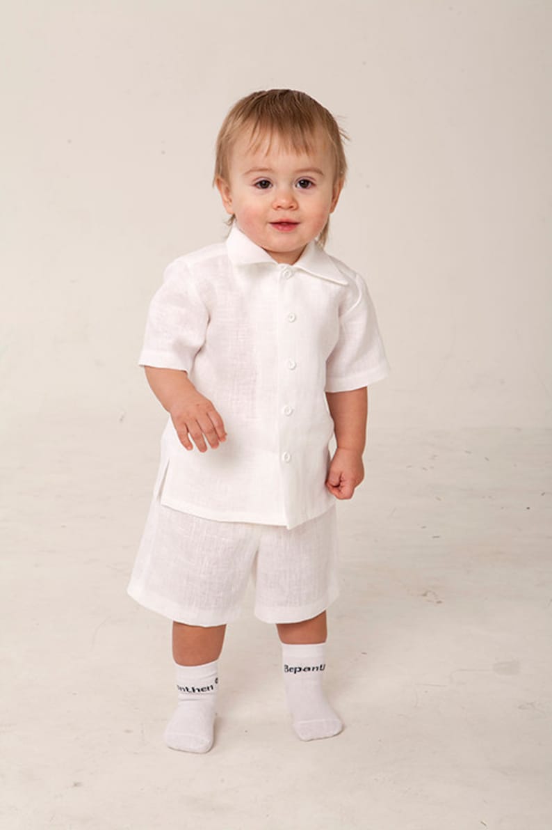 Baby Boy White Shirt Shorts Baptism Outfit Christening Suit Etsy