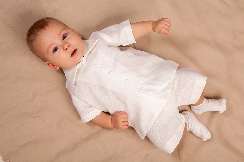 Baby Boy White Shirt Shorts Baptism Outfit Christening Suit Etsy