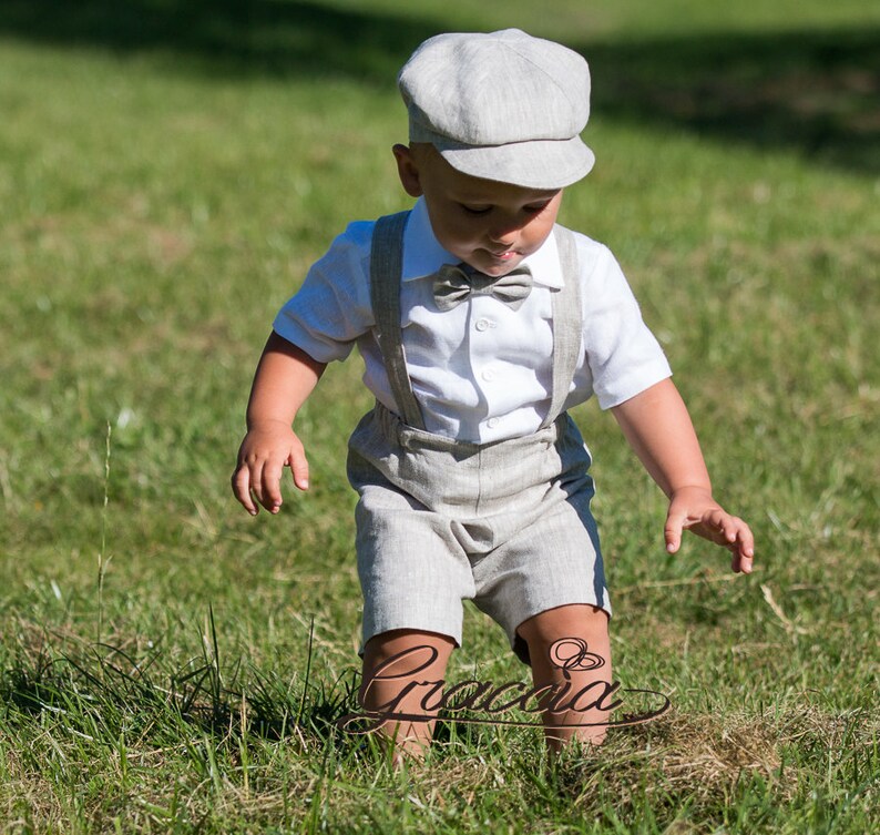 Baby boy linen suit Newsboy outfit Pageboy clothes Baptism Etsy