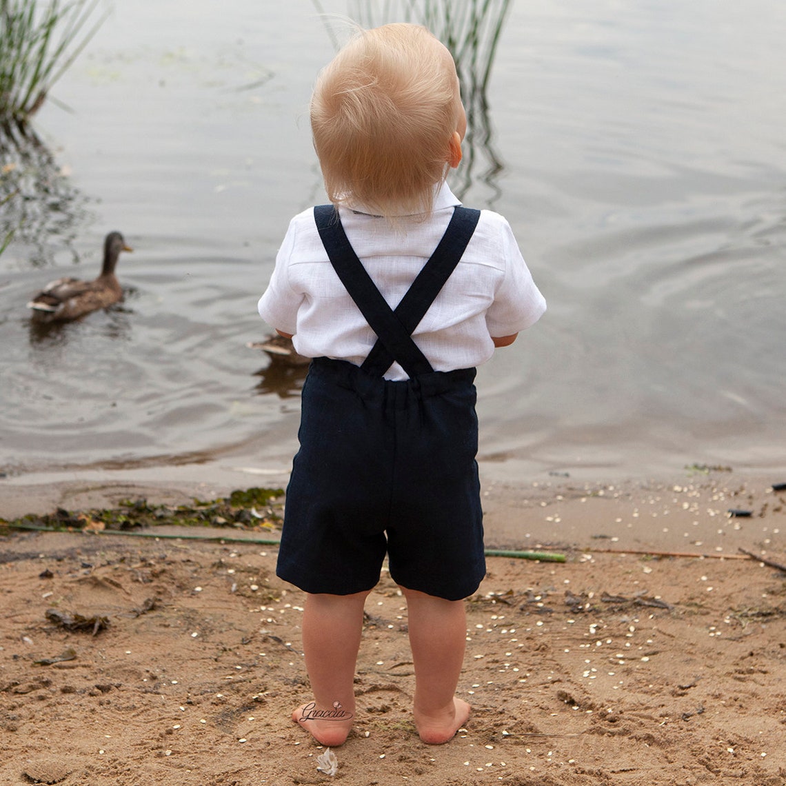 Baby Boy Navy Blue Outfit Toddler Boy Suspenders Suit Page Boy Etsy