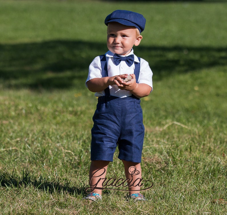 Ring Bearer Outfit Navy Blue Boy Suit Newsboy Outfit Baby Boy Etsy