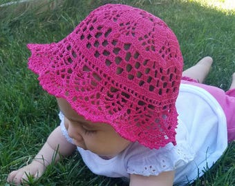 The Abigail Hat Hand crocheted Child's hat-baby-hat-summer-bonnet-sunhat-cloche
