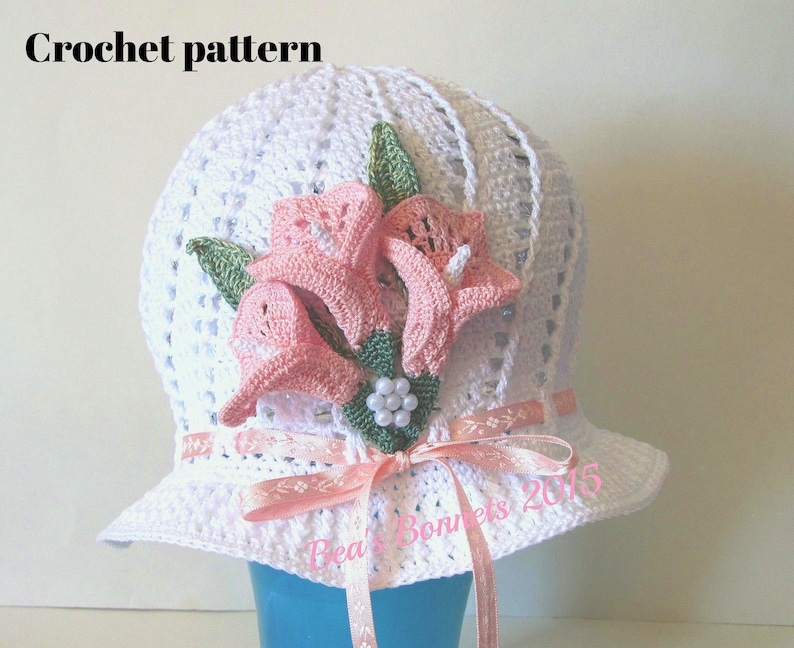 Crochet PATTERN Child sized Spring Easter Bonnet image 1