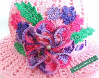 Hand crocheted hat Cloche Easter bonnet