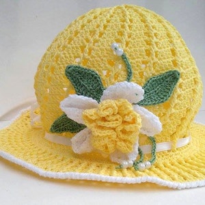 Crochet PATTERN Child sized Spring Easter Bonnet image 6