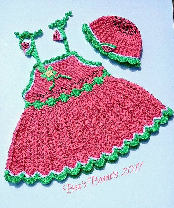 crochet watermelon baby dress pattern