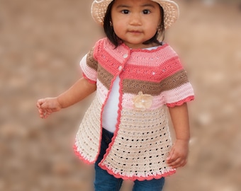 Crochet PATTERN: Isabelle Cardigan size 3T-4T