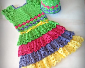 Crochet PATTERN: Primavera Princess Baby-girl-dress-Handmade-Dress-Pattern-newborn-frock-infant-clothes-first-ruffles-layers-heirloom