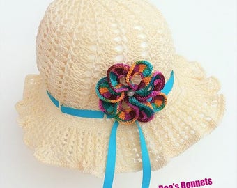Spring-Easter Bonnet-Cloche-Derby Hat-Brimmed-hat-Audrey Hepburn child-sized hat