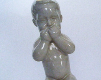 Svend Lindhardt 3x Child Sick Porcelain Figurine White Larger Version