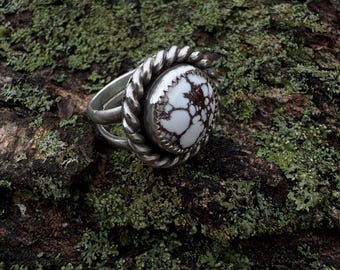 Wild Horse Jasper Sterling Silver Ring-  Size 5 1/4