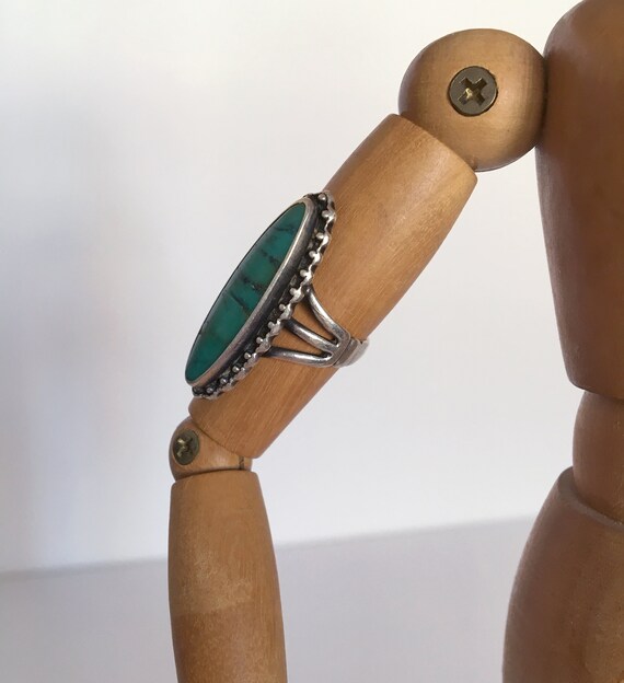 Vintage Turquoise Sterling Ring - image 3