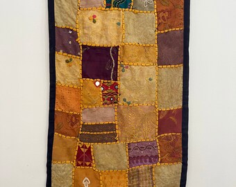 Vintage Sari Crazy Quilt Wall Tapestry Art