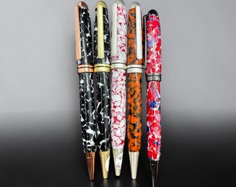 Handmade Acrylic Twist Pen, Colorful Swirl Design, Refillable Designer Writing Tool