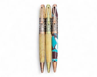 Handmade Filigree Twist Pen: Swarovski Crystals, Bamboo, Maple