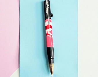 Handmade Bolt Action Pink and Red Camo Pencil