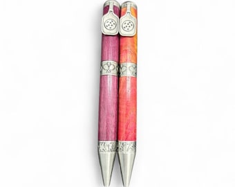 Handmade Wooden Purple and Pink Pickleball Pens