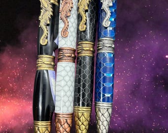 Handmade Antler Dragon Scale Twist Pen – Refillable Collector Gift
