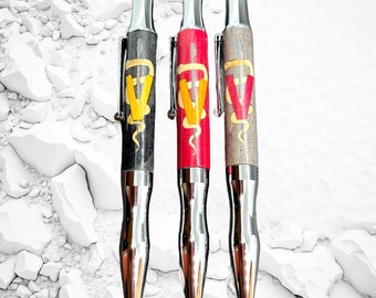 Handmade Wooden Veterinarian Pen: Caduceus Twist Pen