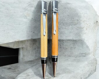 Chrome Twist Pen: Maple and Cherry Wood, Executive Style
