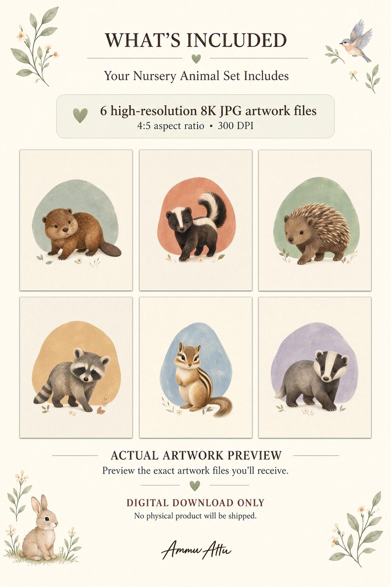 Woodland Nursery Animal Prints, Forest Baby Wall Art Set, Kids Room ...