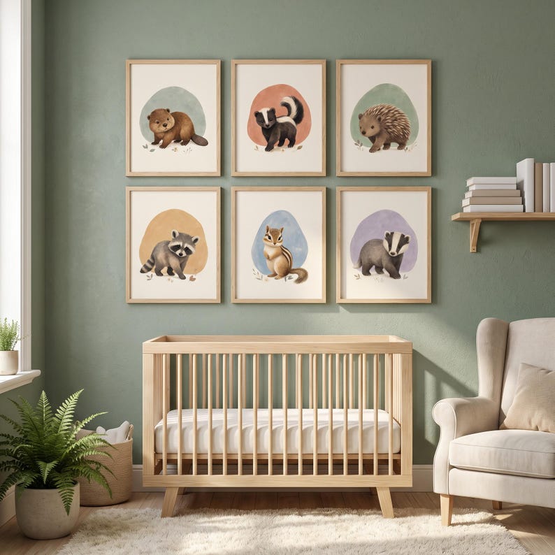 Woodland Nursery Animal Prints, Forest Baby Wall Art Set, Kids Room ...