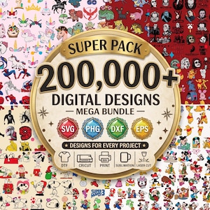 Paquete de más de 200.000 imágenes SVG y PNG de dibujos animados, megapack de imágenes prediseñadas de personajes.