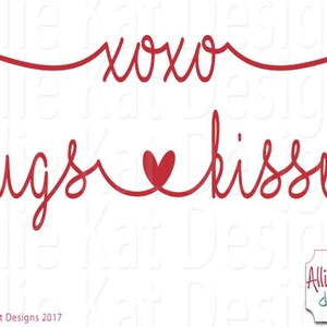 Hugs & Kisses Valentine, XOXO Valentine, Instant Download PNG