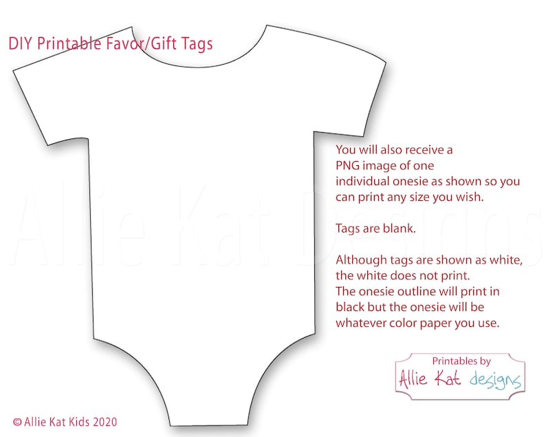 Printable Onesie Favor Tag Template, Gender Neutral Baby Shower Favor ...
