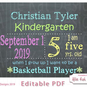 EDITABLE First day of School sign, Photo Prop, Back to School Chalkboard Poster, Personalized School Chalkboard Sign, 1st Day of School