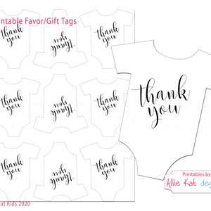 Printable Onesie Favor Tag Template, Baby Shower Favor Tag, Thank You ...