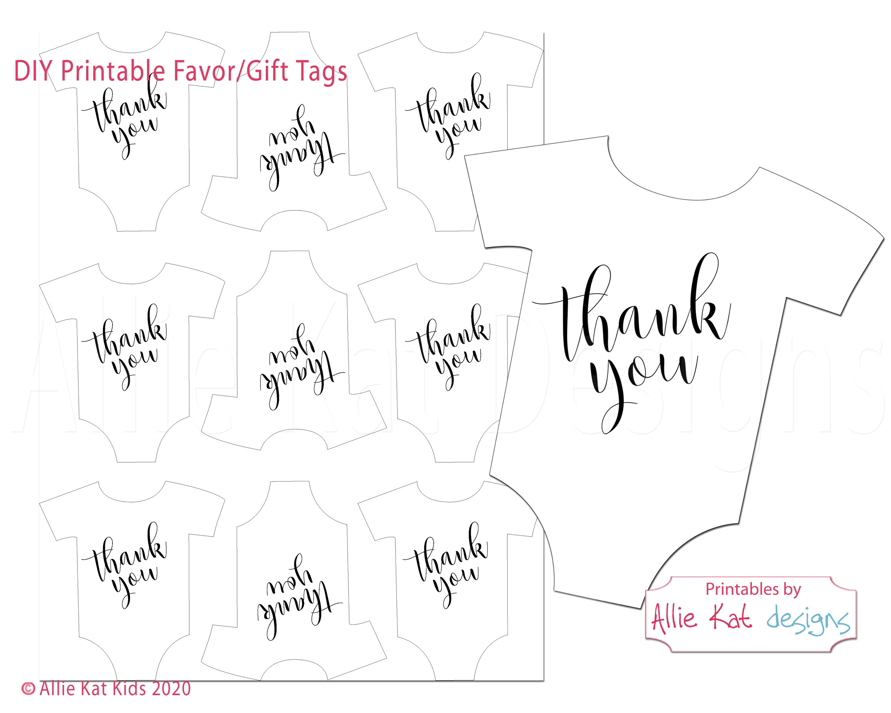 Printable Onesie Favor Tag Template Baby Shower Favor Tag Etsy