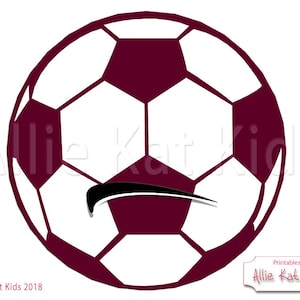 Maroon Soccer Ball Sign – DIY Party Banner, Locker Decor (Digital Download)
