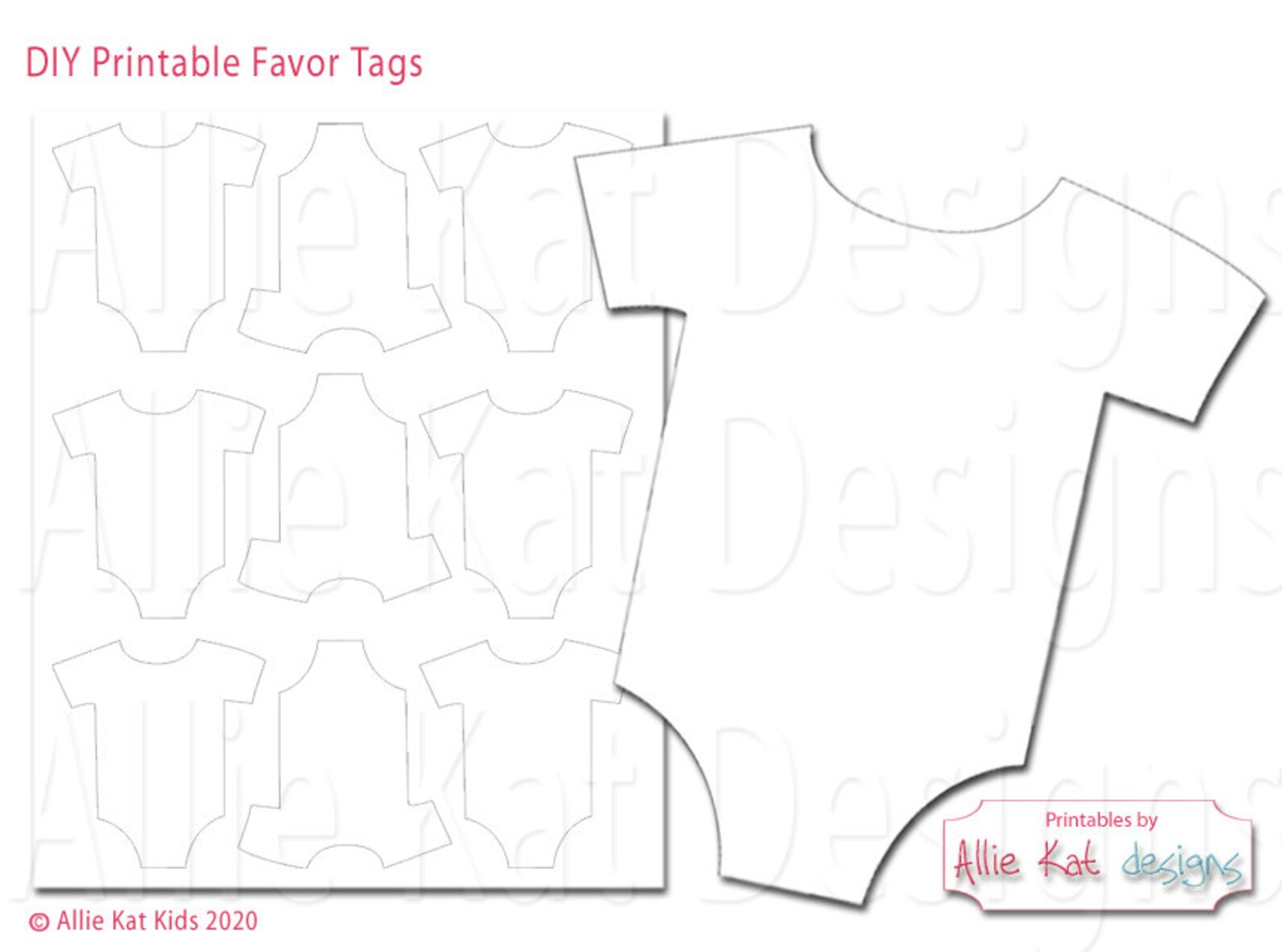Printable Onesie Favor Tag Template, Gender Neutral Baby Shower Favor ...
