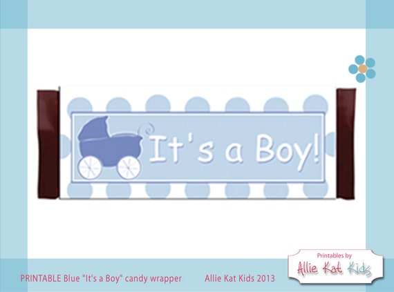 Blue It's a Boy PRINTABLE Candy Wrapper-Gender Reveal-Birth Announcement-Baby Shower from Allie Kat Kids Il_570xn