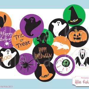 Halloween Candy Sticker - Kreis Aufkleber zum Ausdrucken (PDF)