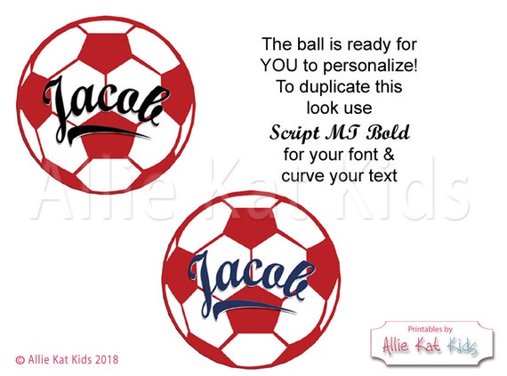 Soccer Ball. Use as a Name Sign Locker Sign Party Sign Banner -DIY Digital Download. Graphic elements YOU personalize and print. Il_570xn