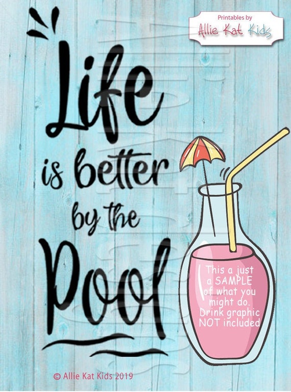Life is Better by the Pool. Summer png | Beach png | Vacation png | Summertime Clipart | Pool Sign clip art | Cricut | Sublimation Il_570xn