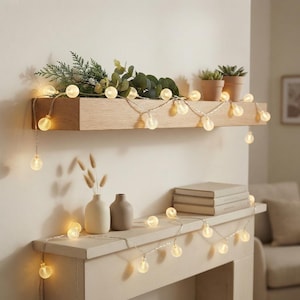 15M Globe String Lights, 100 LED Warm White Fairy Lights, Remote Control (USB/Battery)