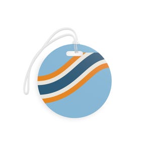 Abstract Racing Stripe Luggage Tag, Powder Blue Marigold Geometric Bag Tag (Sarthe ’68), Travel Gift for Him image 6