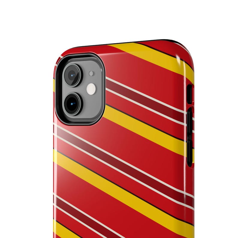 Abstract Racing Stripe Phone Case, Racing Red Shield Yellow Geometric Cover (Modena Red), Retro Motorsport Gift image 5