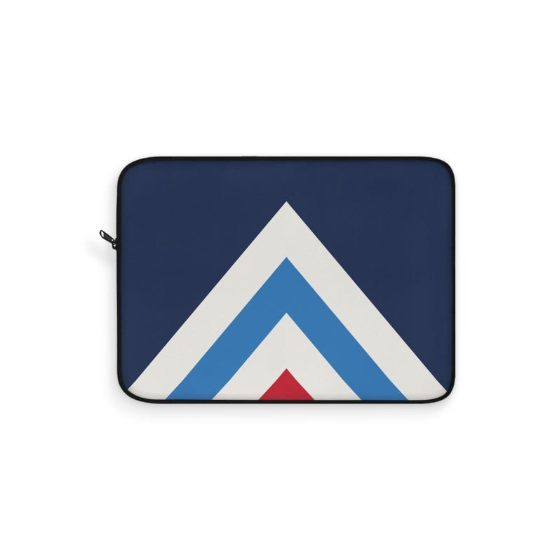 Abstract Racing Stripe Laptop Sleeve, Navy Azure Signal Red Geometric Laptop Case (Riviera Stripe), Gift for Car Lovers image 2